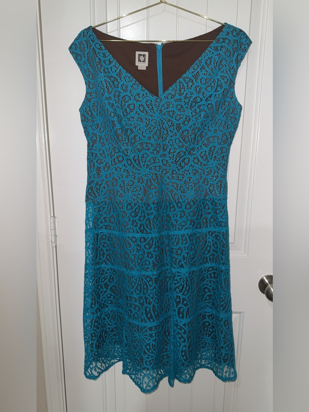 Anne Klein Teal Lace Midi Dress